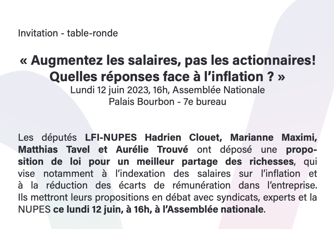 Invitation - table ronde 12 juin 2023 - Aurélie TROUVÉ