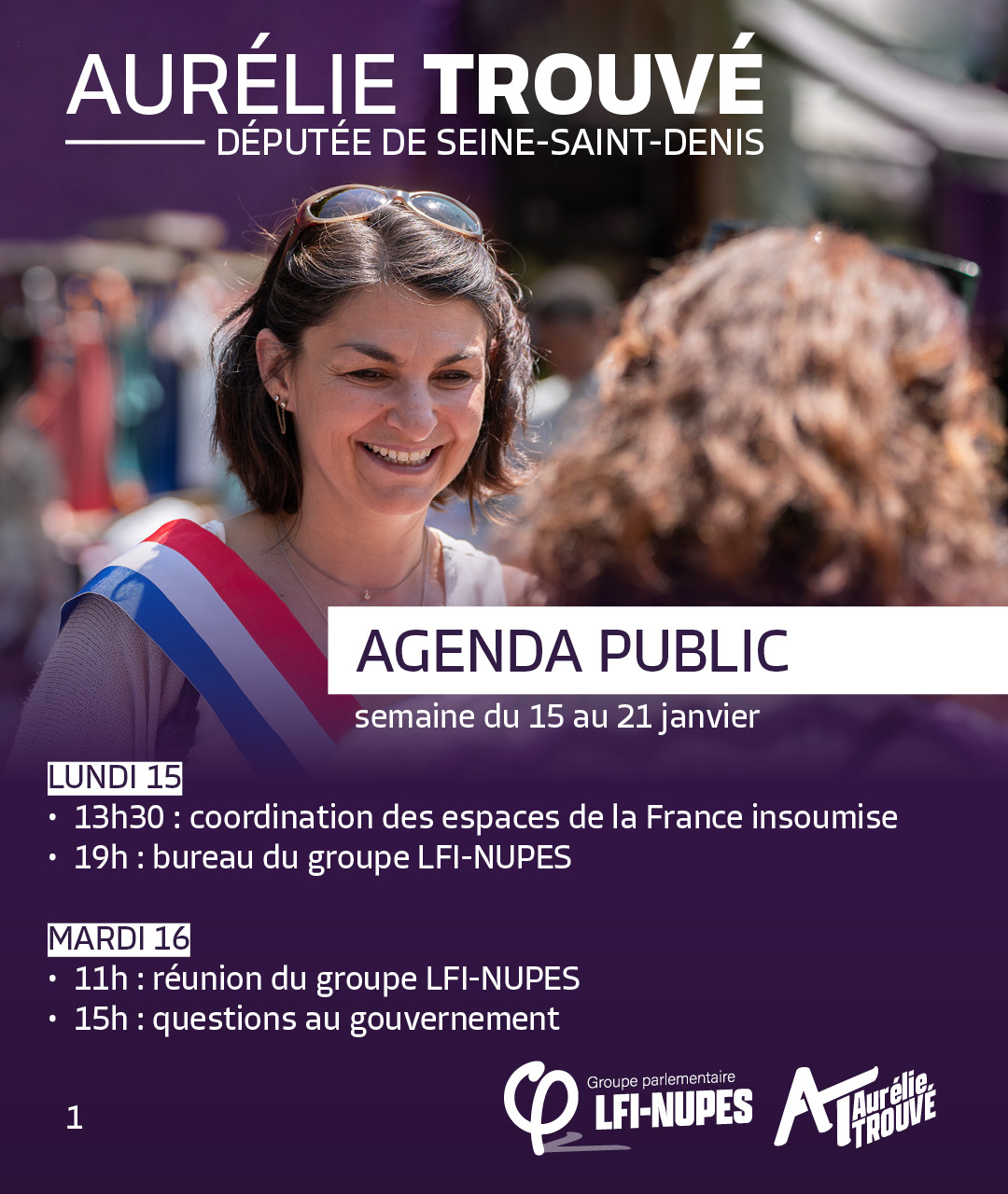 Agenda public du 15 au 21 janvier 2024